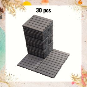 30 PCS Interlocking Deck Tiles Striped Pattern; 12" x 12" Square Light Gray Acacia Hardwood Outdoor Flooring for Patio; Bancony; Pool Side; ...