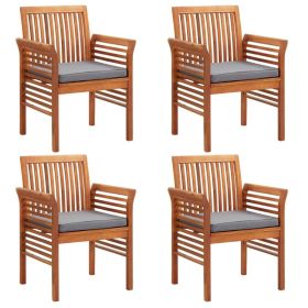 Patio Dining Chairs with Cushions 4 pcs Solid Wood Acacia