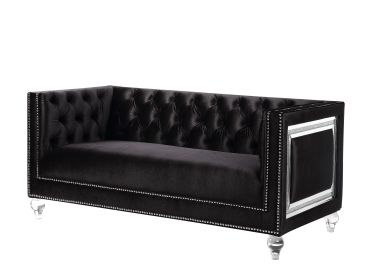 Heibero Loveseat w/2 Pillows; Black Velvet 56996