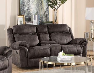 Zubaida Loveseat w/Console (Glider &amp; Motion); 2-Tone Chocolate Velvet 55021