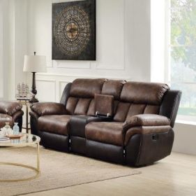 Jaylen Loveseat w/Console (Motion); Toffee & Espresso Polished Microfiber 55426