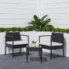 Classic Outdoor Wicker Coffee Lounger Set with Cushion