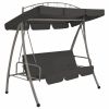 Outdoor Convertible Swing Bench with Canopy Anthracite 78"x47.2"x80.7" Steel