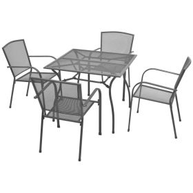 5 Piece Patio Dining Set Steel Anthracite