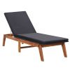 Sun Lounger with Cushion Poly Rattan and Solid Acacia Wood