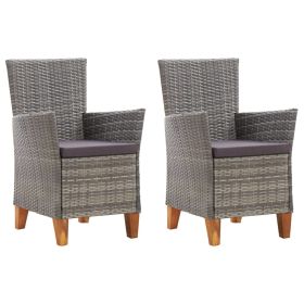 Patio Chairs 2 pcs with Cushions Poly Rattan Gray