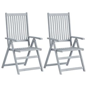 Patio Reclining Chairs 2 pcs Gray Solid Acacia Wood