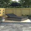 Patio Lounge Bed with Umbrella Poly Rattan Gray