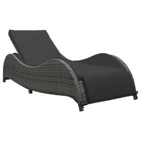 Sun Lounger with Cushion Poly Rattan Anthracite