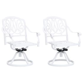 Swivel Patio Chairs 2 pcs Cast Aluminum White