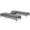 Sunloungers 2 pcs with Table Poly Rattan Gray