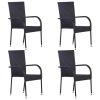 Stackable Patio Chairs 4 pcs Poly Rattan Black