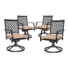 Outdoor Swivel Chairs Set of 4 Patio Metal Dining Rocker Chair with Cushion Surports 300 lbs for Garden Backyard Poolside,Black