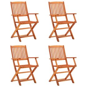 Folding Patio Chairs 4 pcs Solid Eucalyptus Wood