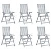 Patio Reclining Chairs 6 pcs Gray Solid Acacia Wood