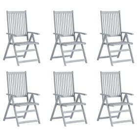 Patio Reclining Chairs 6 pcs Gray Solid Acacia Wood