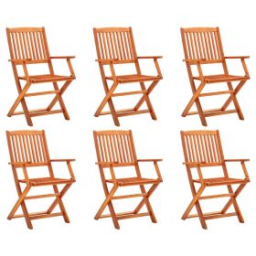 Folding Patio Chairs 6 pcs Solid Eucalyptus Wood