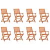 Folding Patio Chairs 8 pcs Solid Eucalyptus Wood