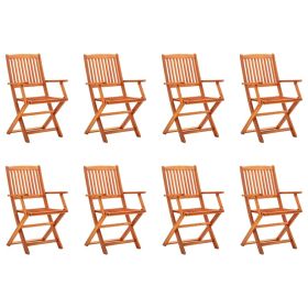 Folding Patio Chairs 8 pcs Solid Eucalyptus Wood