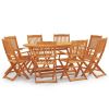 9 Piece Folding Patio Dining Set Solid Eucalyptus Wood