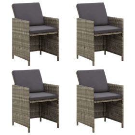 Patio Chairs with Cushions 4 pcs Poly Rattan Gray