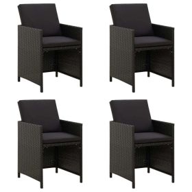 Patio Chairs with Cushions 4 pcs Poly Rattan Black