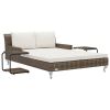 2-Person Patio Sun Bed with Cushions Poly Rattan Brown