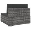 Sectional Middle Seat with Cushions Poly Rattan Gray