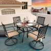 Outdoor Swivel Chairs Set of 4 Patio Metal Dining Rocker Chair with Cushion Surports 300 lbs for Garden Backyard Poolside,Black