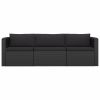 3 Piece Patio Sofa Set with Cushions Poly Rattan Black