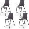 Set of 4 Folding Rattan Bar Chairs with Footrests and Armrests for Outdoors and Indoors