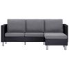 3-Seater Sofa with Cushions Black Faux Leather