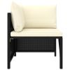 Sectional Corner Sofa with Cushions Black Poly Rattan