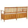 Storage Bench with Cushion 66.9" Solid Wood Acacia