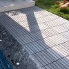 30 PCS Interlocking Deck Tiles Striped Pattern; 12" x 12" Square Light Gray Acacia Hardwood Outdoor Flooring for Patio; Bancony; Pool Side; ...