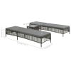 Sunloungers 2 pcs with Table Poly Rattan Gray