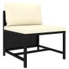 4-Seater Patio Sofa with Cushions Black Poly Rattan