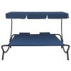 Patio Lounge Bed with Canopy and Pillows Blue