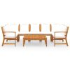 9 Piece Patio Lounge Set with Cushion Cream Solid Acacia Wood