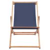 Folding Beach Chair Fabric and Wooden Frame Blue