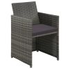 4 Piece Patio Lounge with Cushions Set Poly Rattan Gray