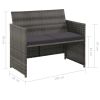 4 Piece Patio Lounge with Cushions Set Poly Rattan Gray