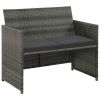 4 Piece Patio Lounge with Cushions Set Poly Rattan Gray