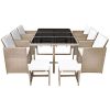 11 Piece Patio Dining Set with Cushions Poly Rattan Beige