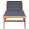 Folding Sun Lounger with Wheels Solid Teak and Textilene