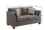 Laurissa Loveseat w/4 Pillows in Light Charcoal Linen 52406