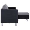 3-Seater Sofa with Cushions Black Faux Leather