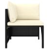 4-Seater Patio Sofa with Cushions Black Poly Rattan