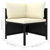 4-Seater Patio Sofa with Cushions Black Poly Rattan