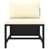 4 Piece Patio Sofa Set with Cushions Black Poly Rattan